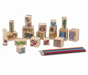 Набор печатей "Джунгли" с цветными карандашами (Melissa&Doug, 2423M_md)